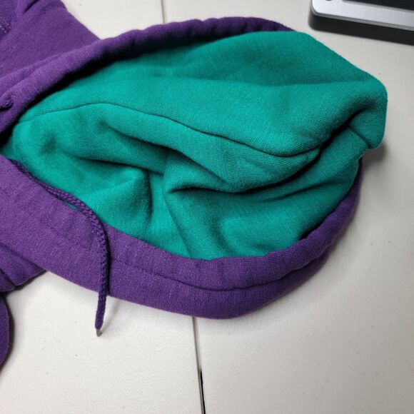 Vintage Macgregor Purple Hoodie Plain Large 26x28 Pullover Pocket Skate Grunge - Picture 17 of 17